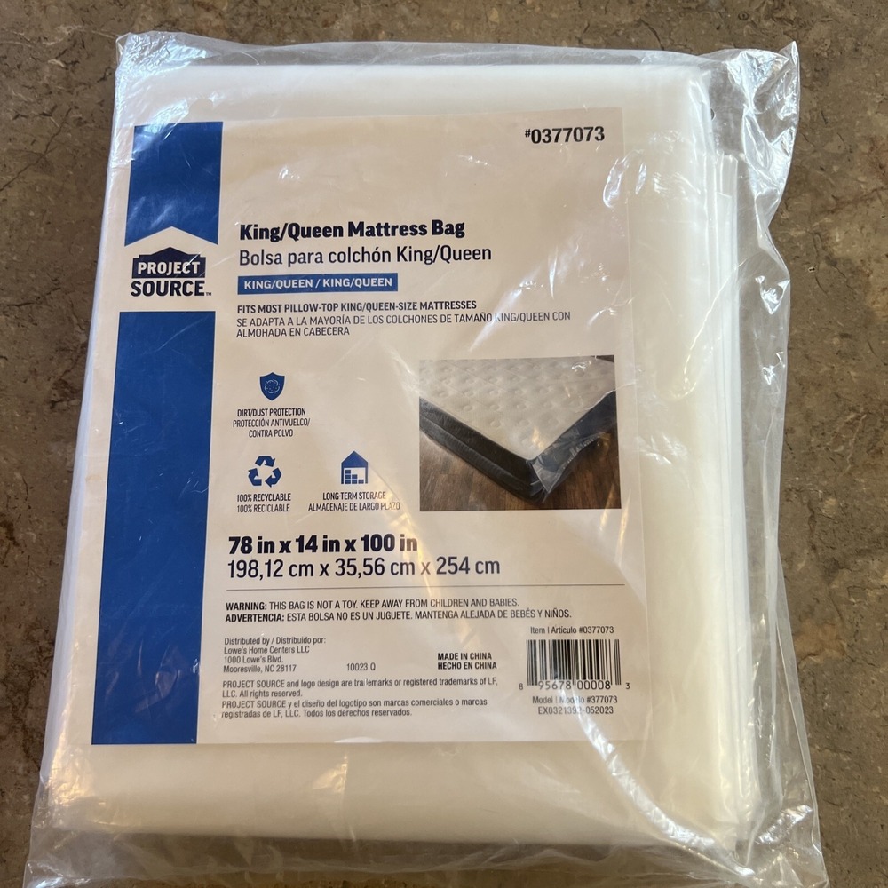 Project Source King Queen Mattress Bag Protector 78" x 14" x 100"